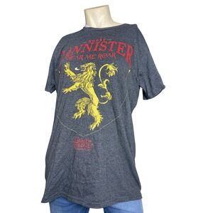 Game Of Thrones House Lannister Lion Graphic‎ Tee Gray Short Sleeve Shirt L